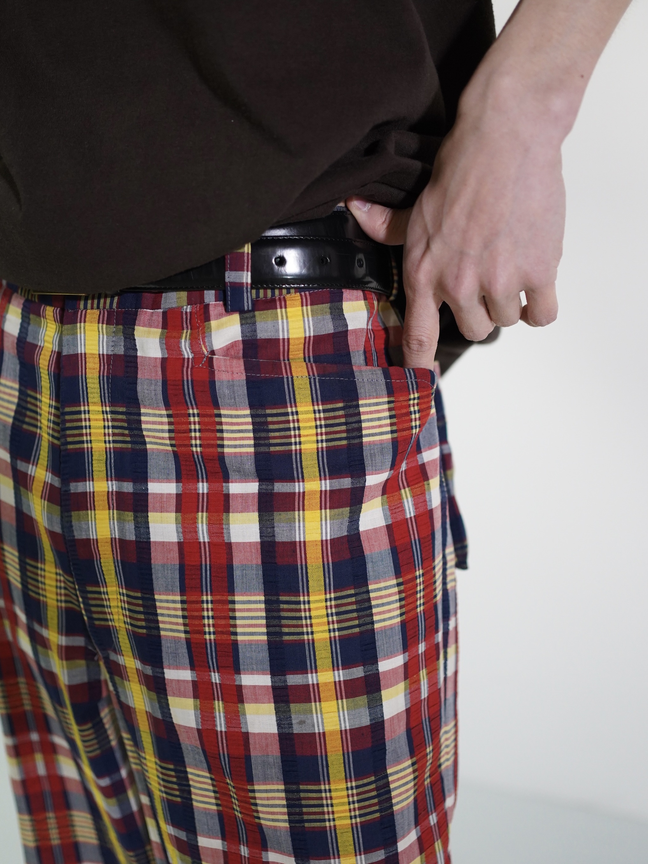 1970~ Unknown Seersucker flare check golf pants
