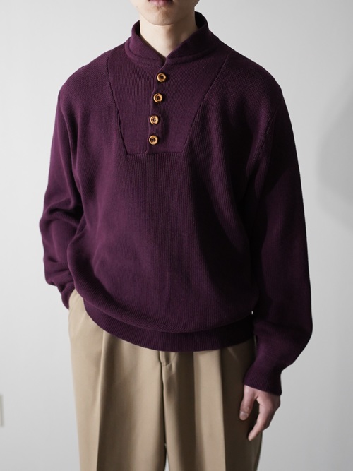 1980-90's Eddie Bauer Cotton knit 4button design sweater