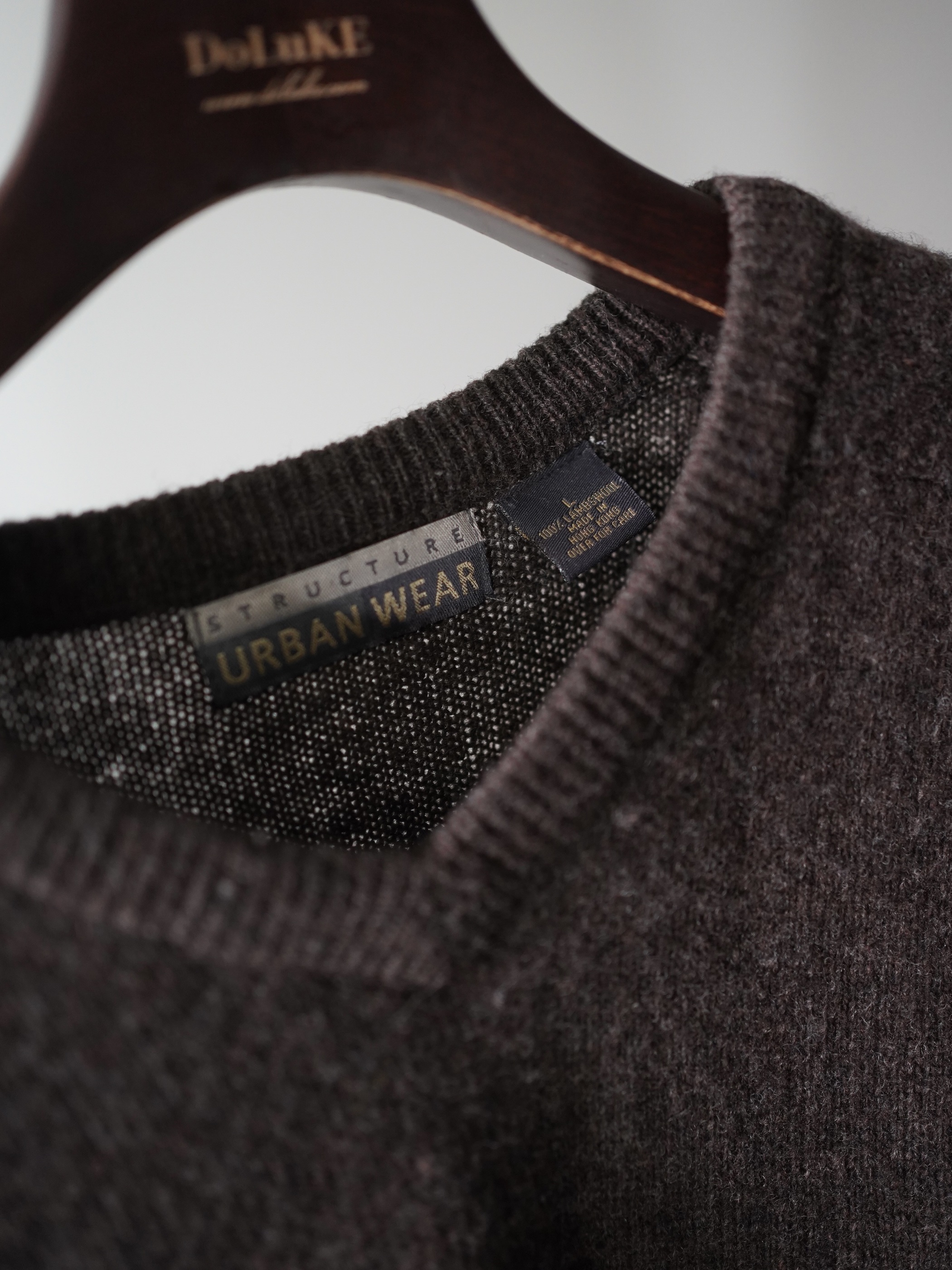 STRUCTURE URBAN WEAR 100% Lambwool V-neck knit sweater/Made in Hong Kong