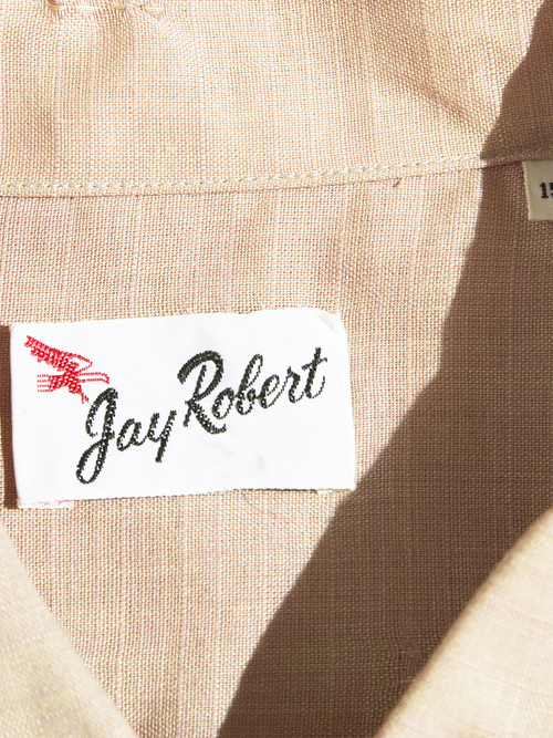 NOS 1960s "Jay Robert" rayon /acetate woven pattern shirt -BEIGE-
