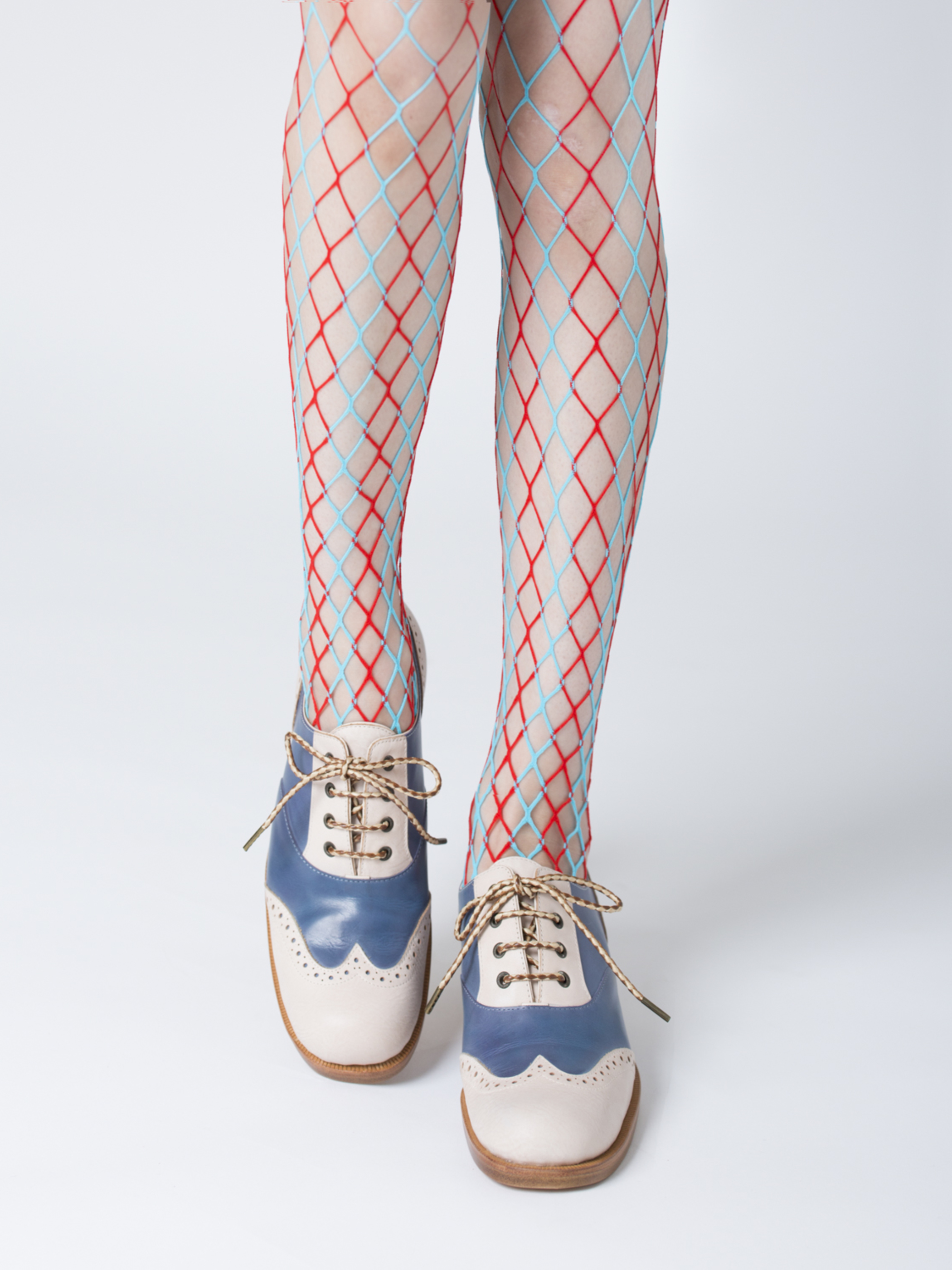 VERO TWIQO / Fishnet tights 　　TURQUOISE×RED