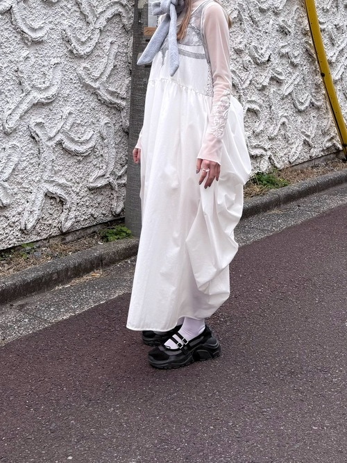 back ribbon nylon dress