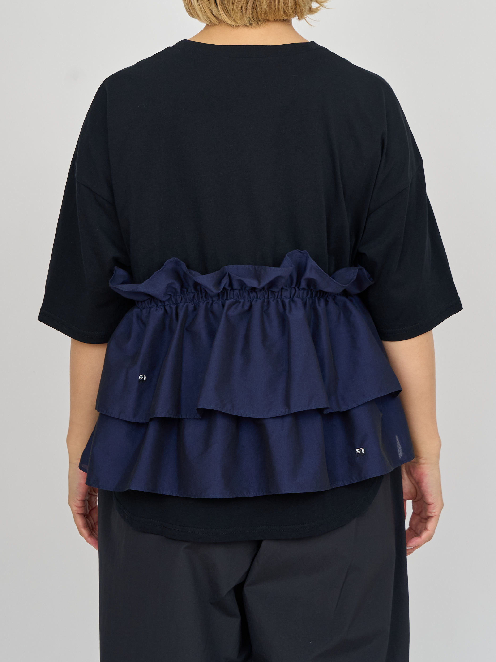 【受注商品】mini pandas frilled top・BLACK×NAVY 【受注商品】mini pandas frilled top・BLACK×NAVY
