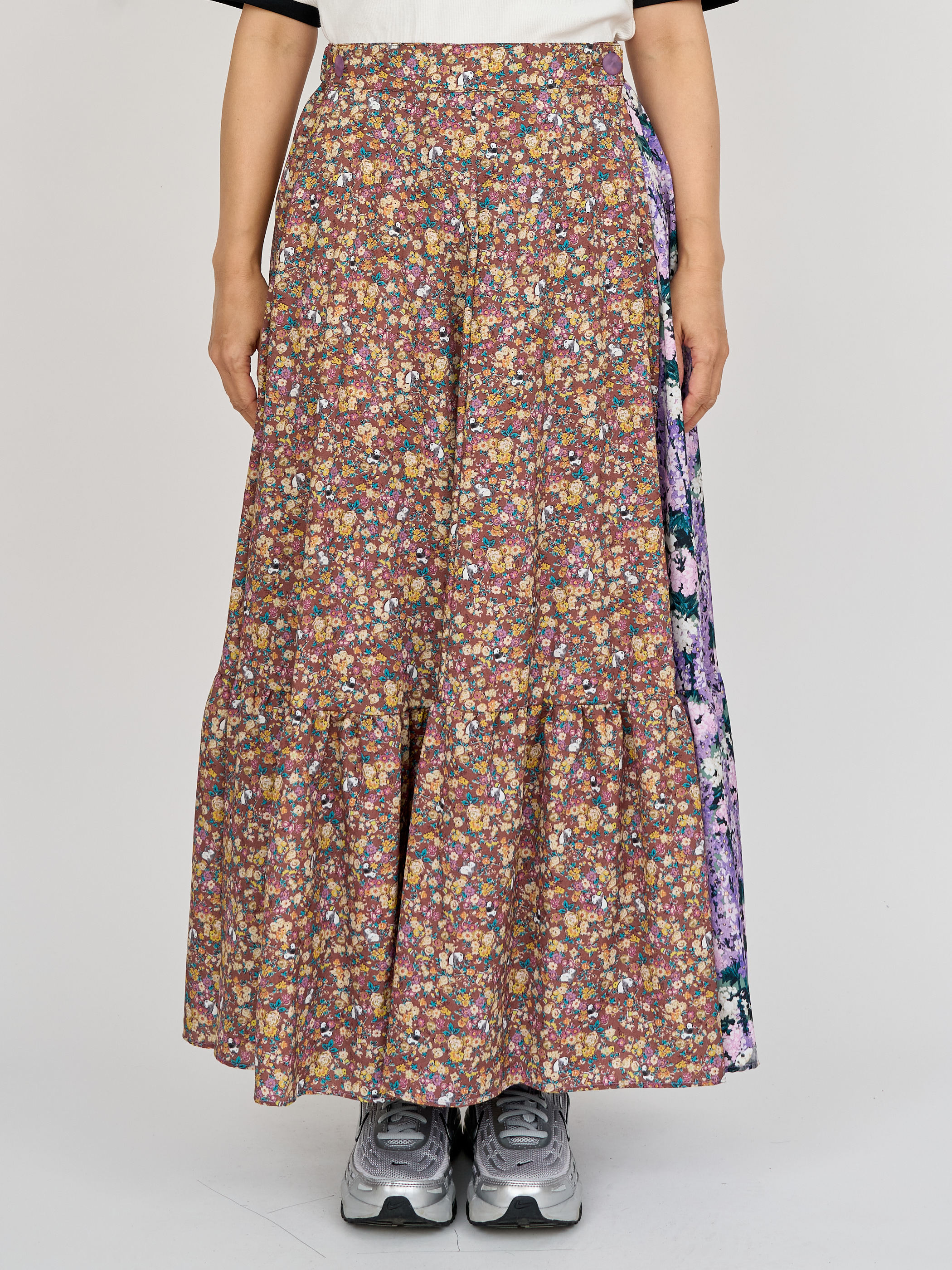 【受注商品】2way wrap skirt・PURPLE×BROWN