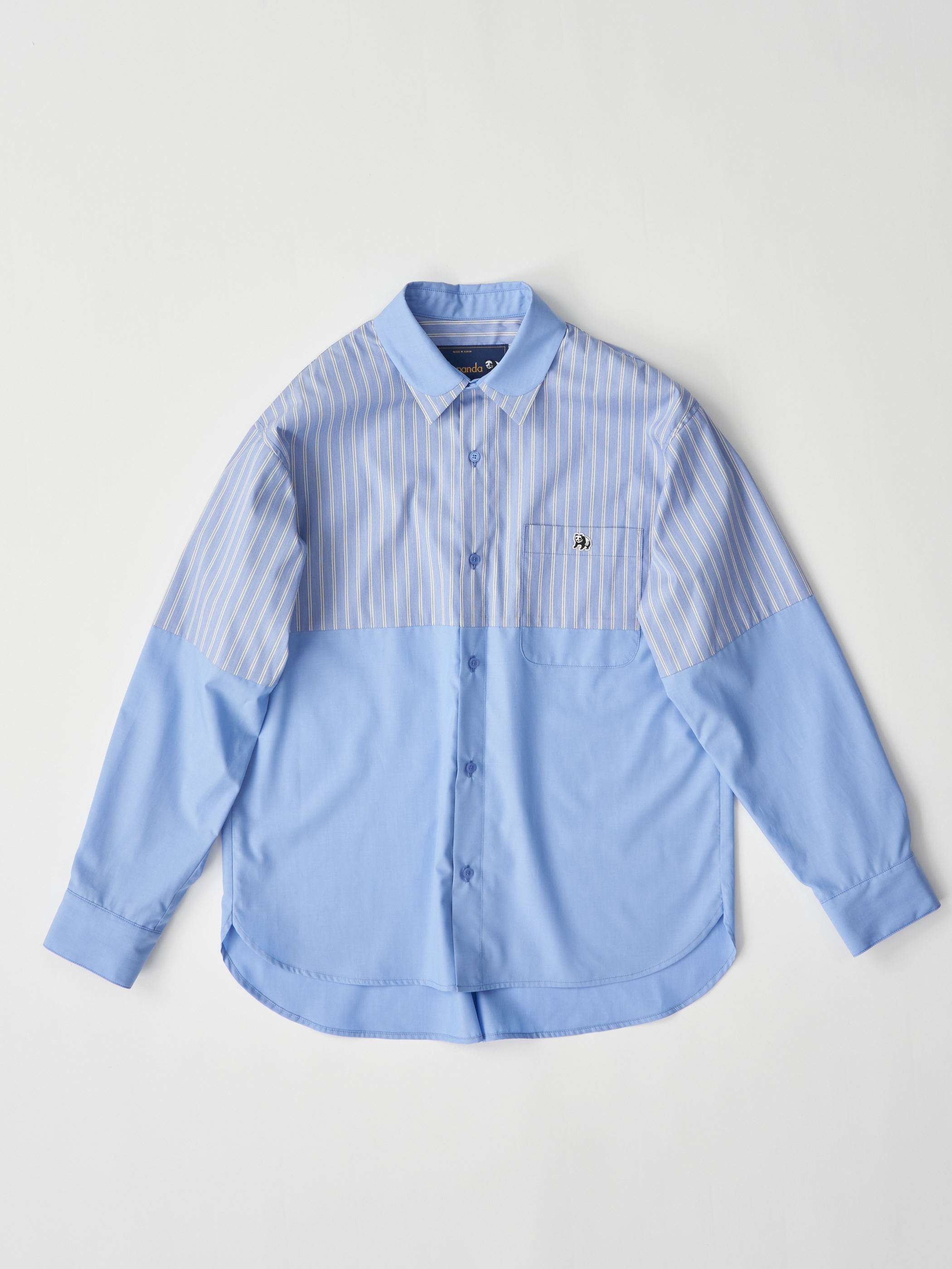 【受注商品】fake round collar shirt・LT.BLUE