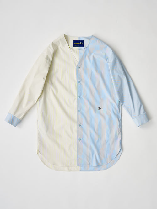 【受注商品】two-tone stripe long shirt・LT.BLUE×YELLOW