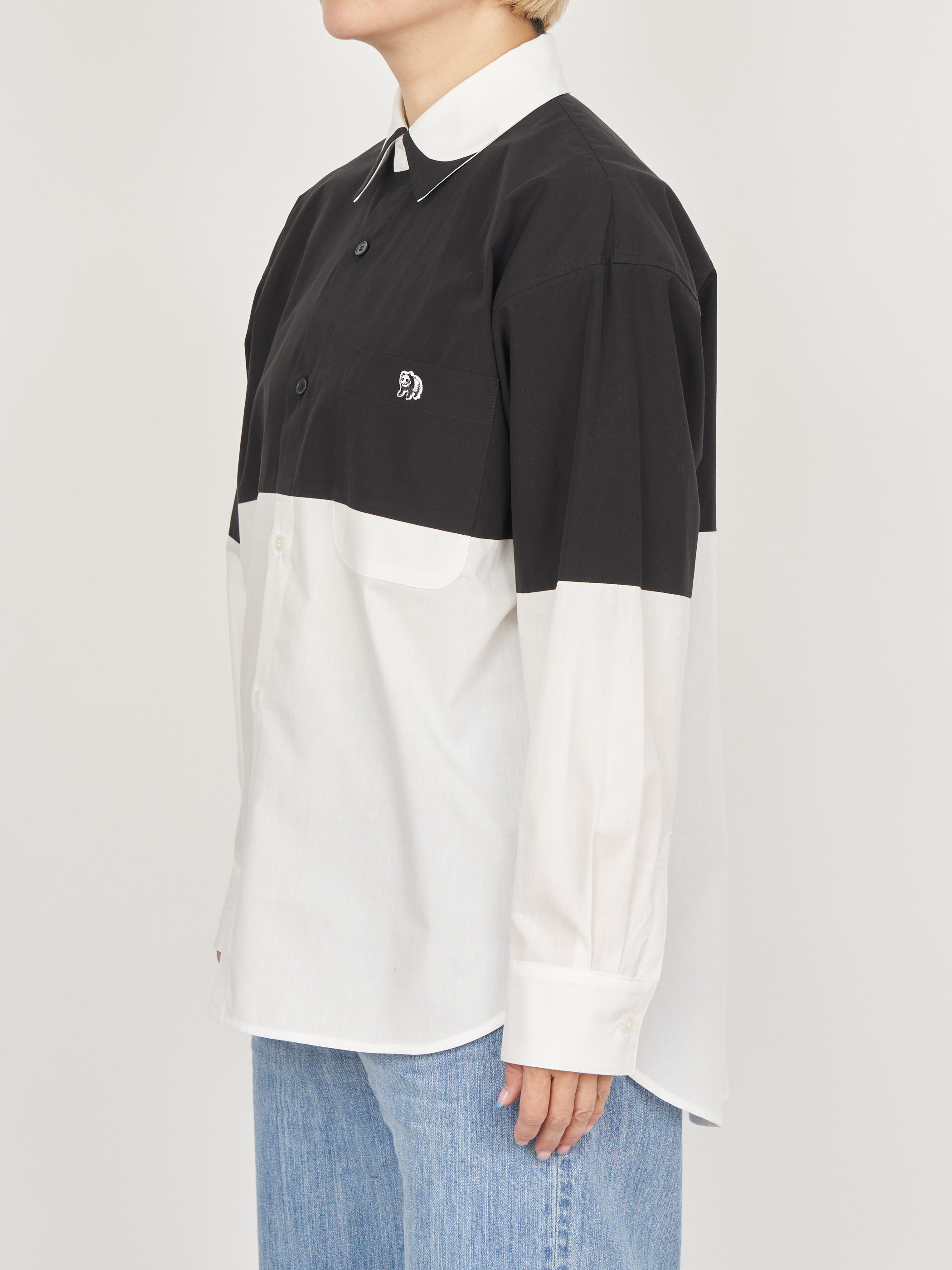 【受注商品】fake round collar shirt・BLACK×WHITE