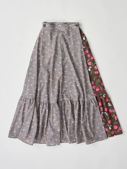 【受注商品】2way wrap skirt・RED×GRAY 【受注商品】2way wrap skirt・RED×GRAY