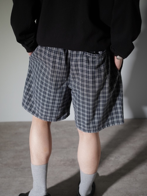 1990's puritan Elastic Cotton check shorts / Made in Nepal