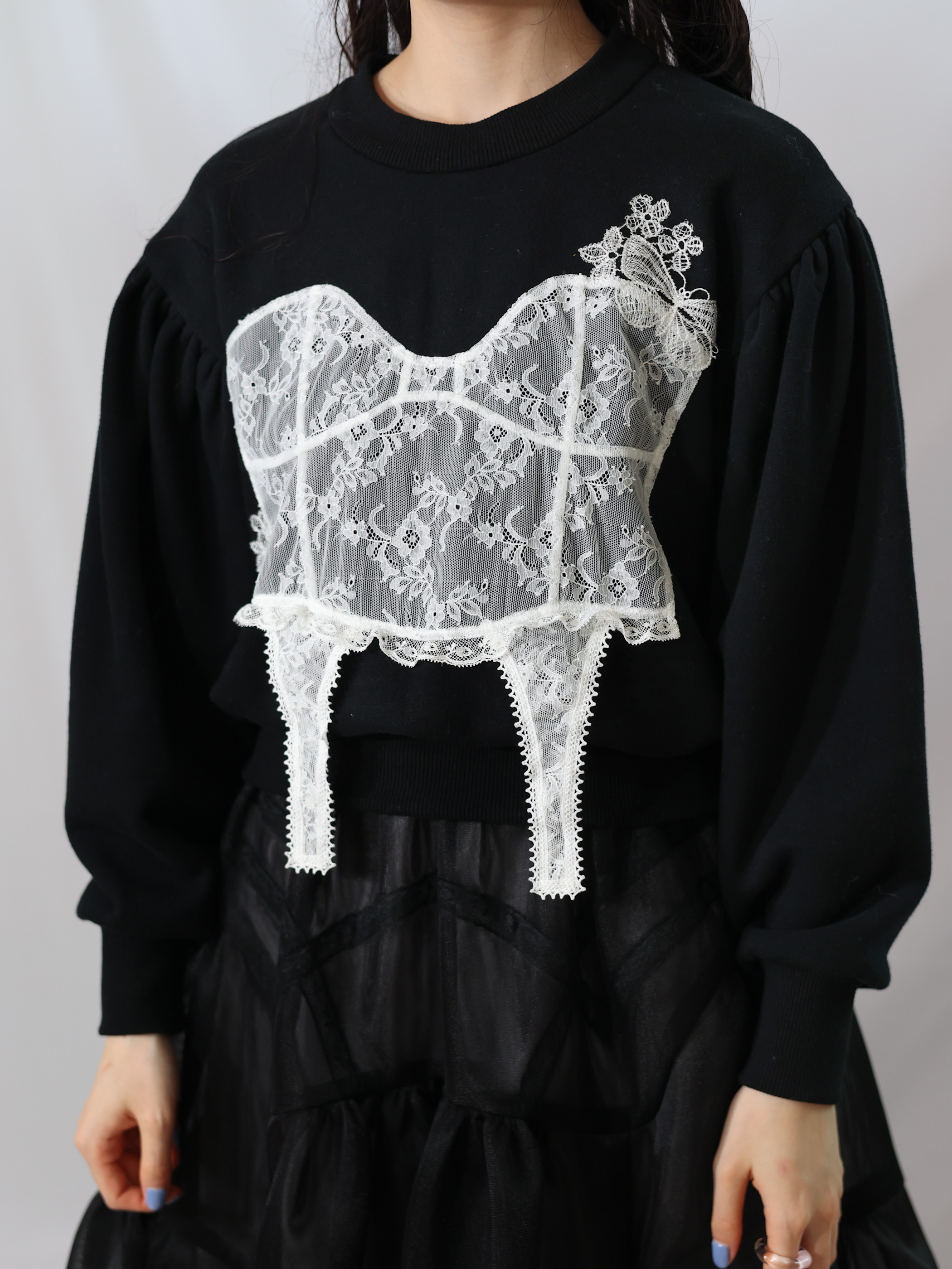 lace corset sweatshirt