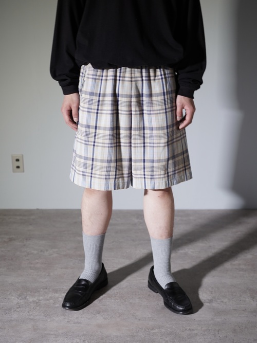 1990's KORET FRANCISCA Elastic Poly cotton check shorts / Made in Mexico