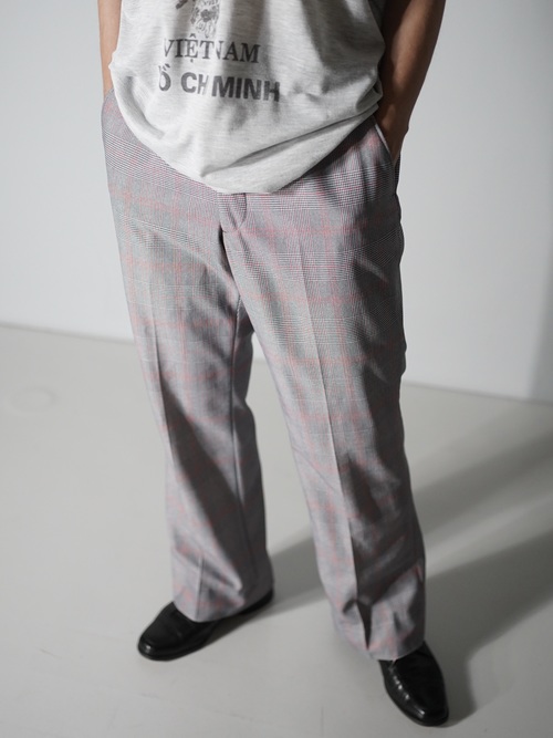 1970's~ Glen check boot cut poly dress pants