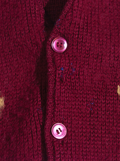1960s "unknown" wool knit cardigan -BURGANDY-