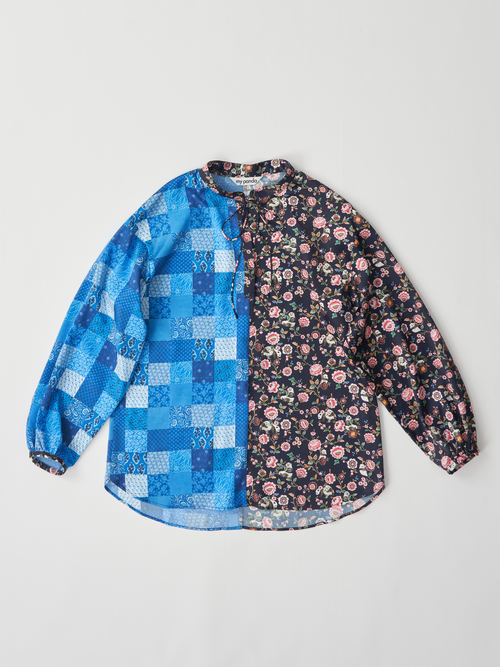 【受注商品】panda printed blouse・NAVY×BLUE