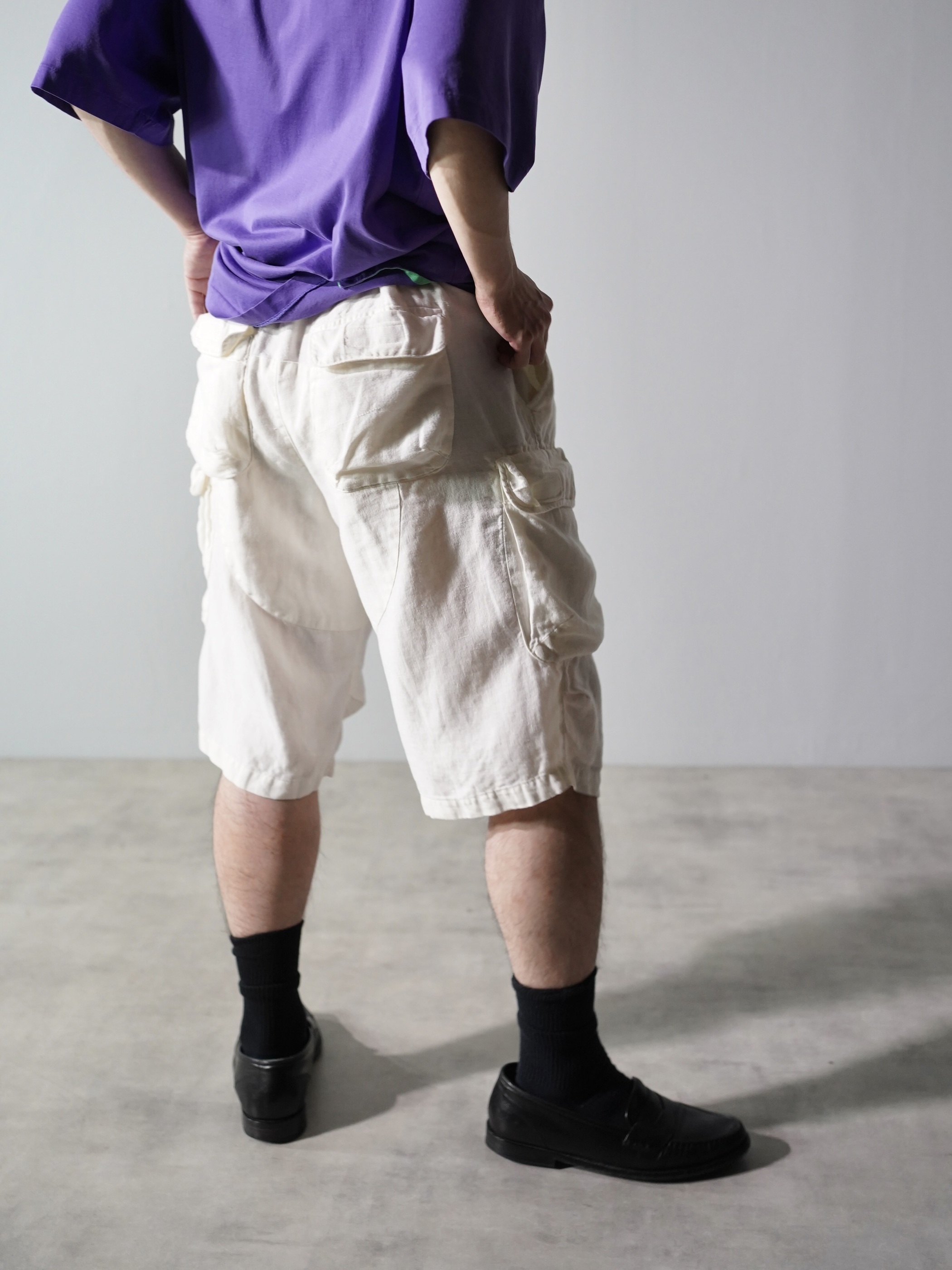 ARMANI EXCHANGE 100% Linen military sampling gimmick shorts