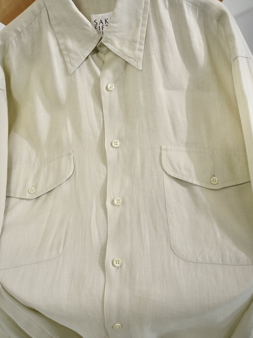 OLD SAKS FIFTH AVENUE 2p Linen shirt / Made in Hong Kong