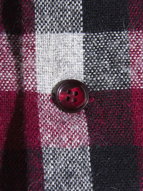 1960s "McGREGOR" wool open collar check shirt -RED-