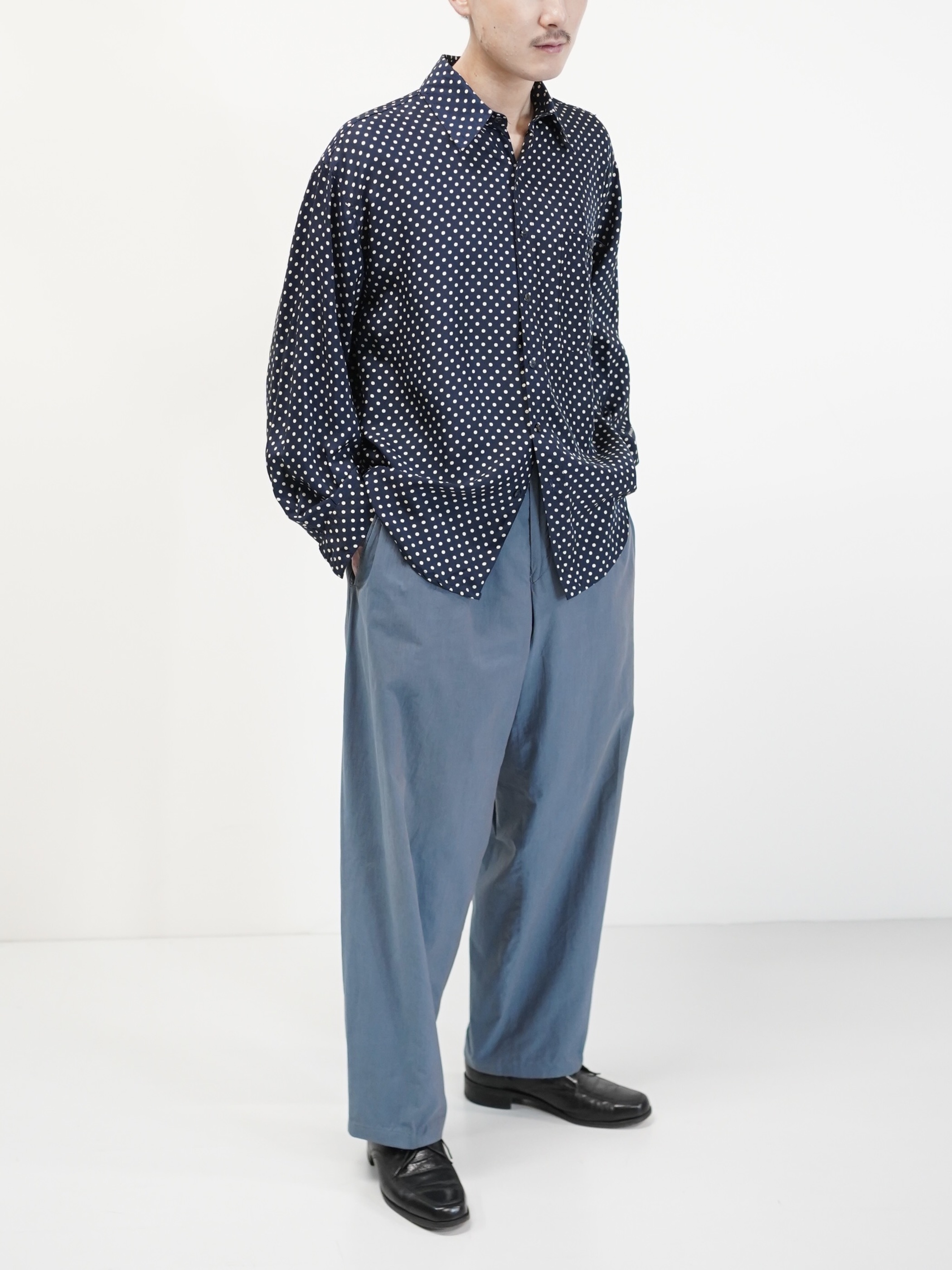 1980's~ 紅梅 Pure Silk 100% Polka Dot pattern L/S shirt