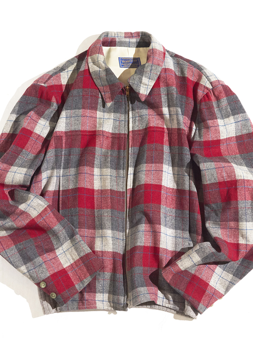 1950s "PENDLETON" wool check blouson -RED-