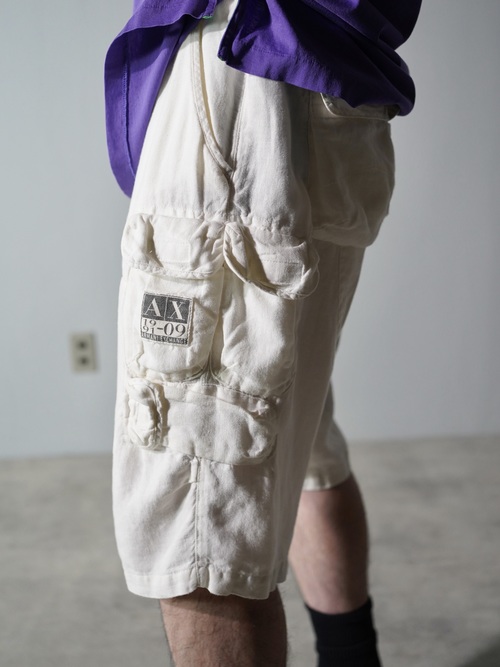 ARMANI EXCHANGE 100% Linen military sampling gimmick shorts