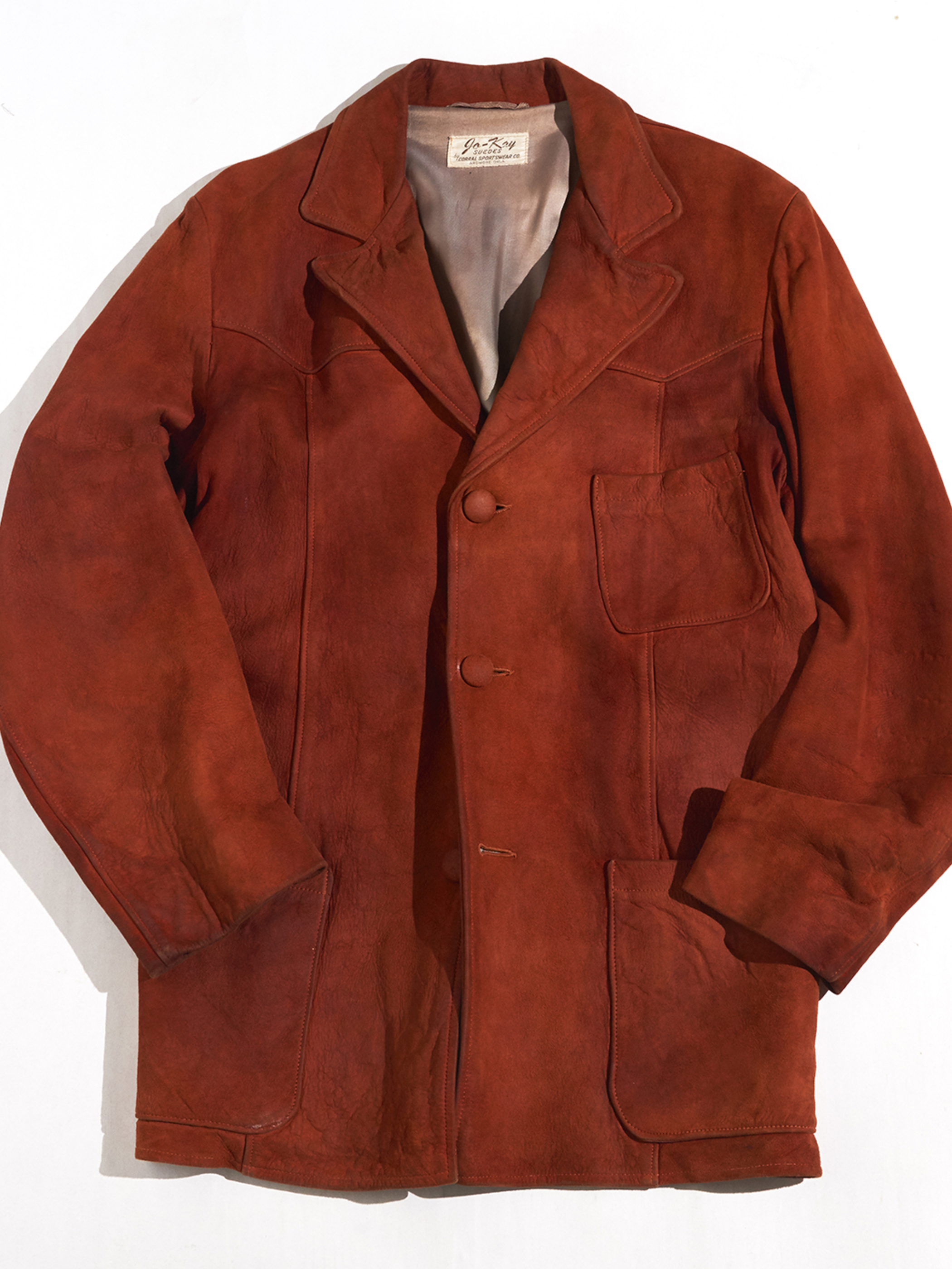1960s "go-kay" suede leather tailored jacket -REDDISH BROWN-