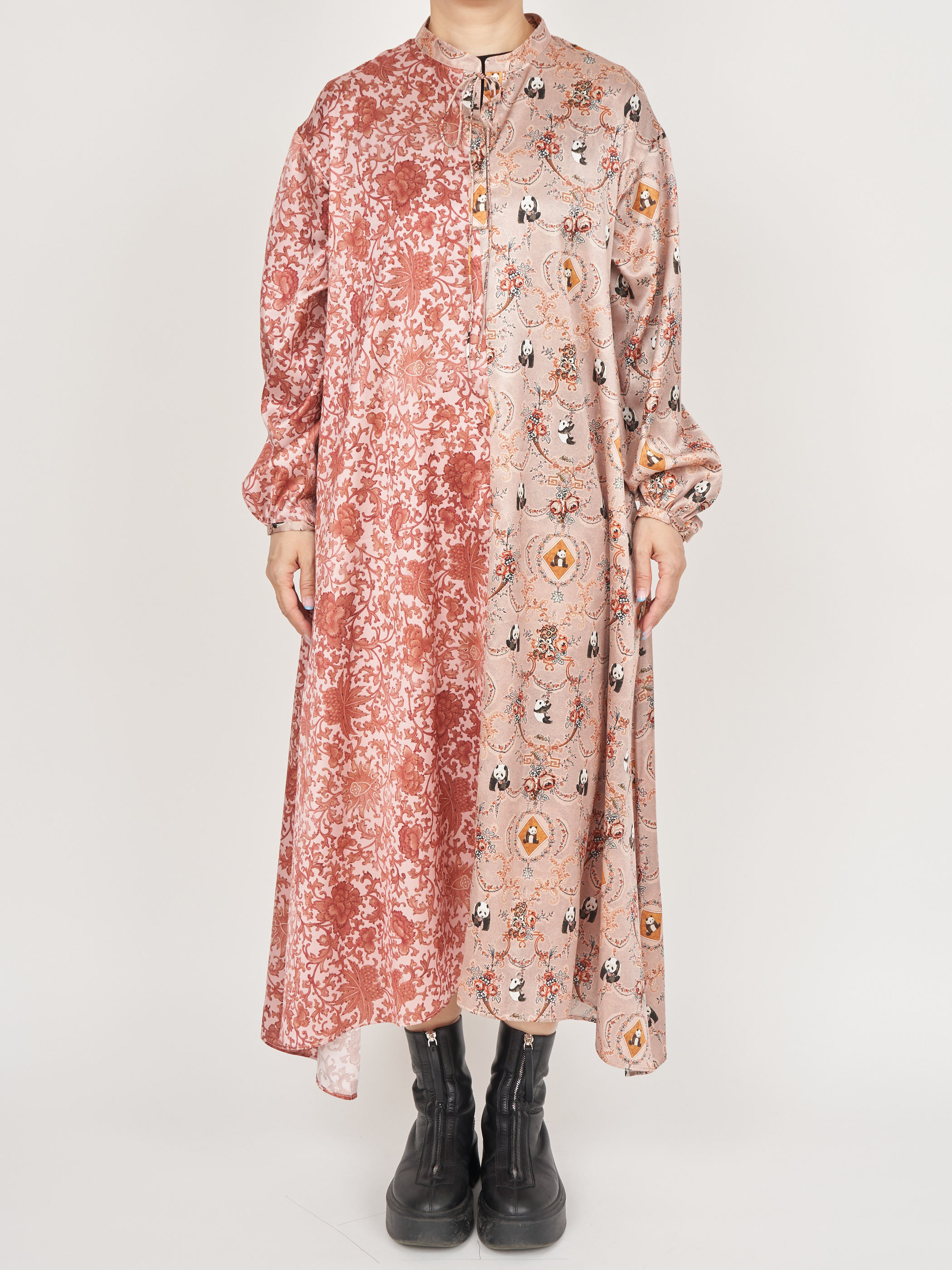 【受注商品】panda printed dress・BEIGE×PINK