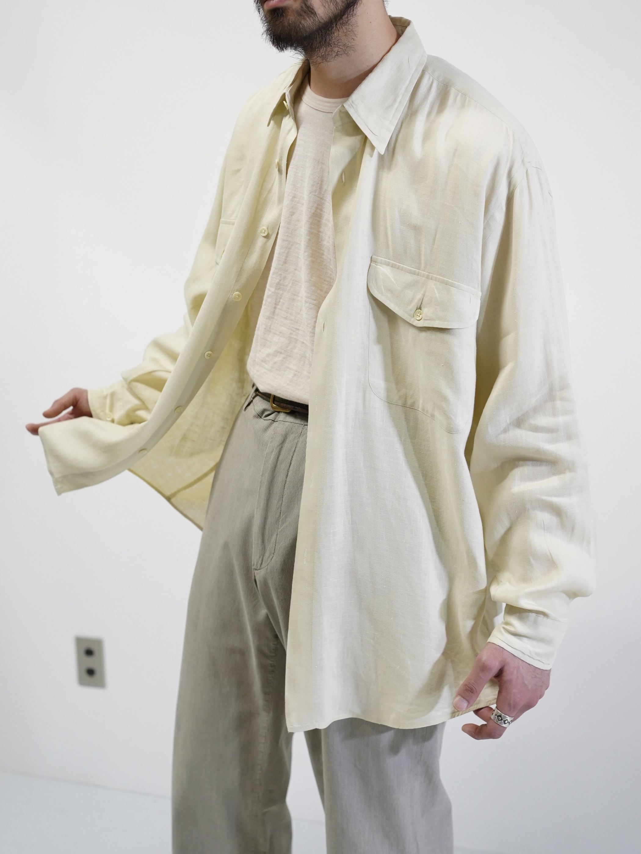 OLD SAKS FIFTH AVENUE 2p Linen shirt / Made in Hong Kong