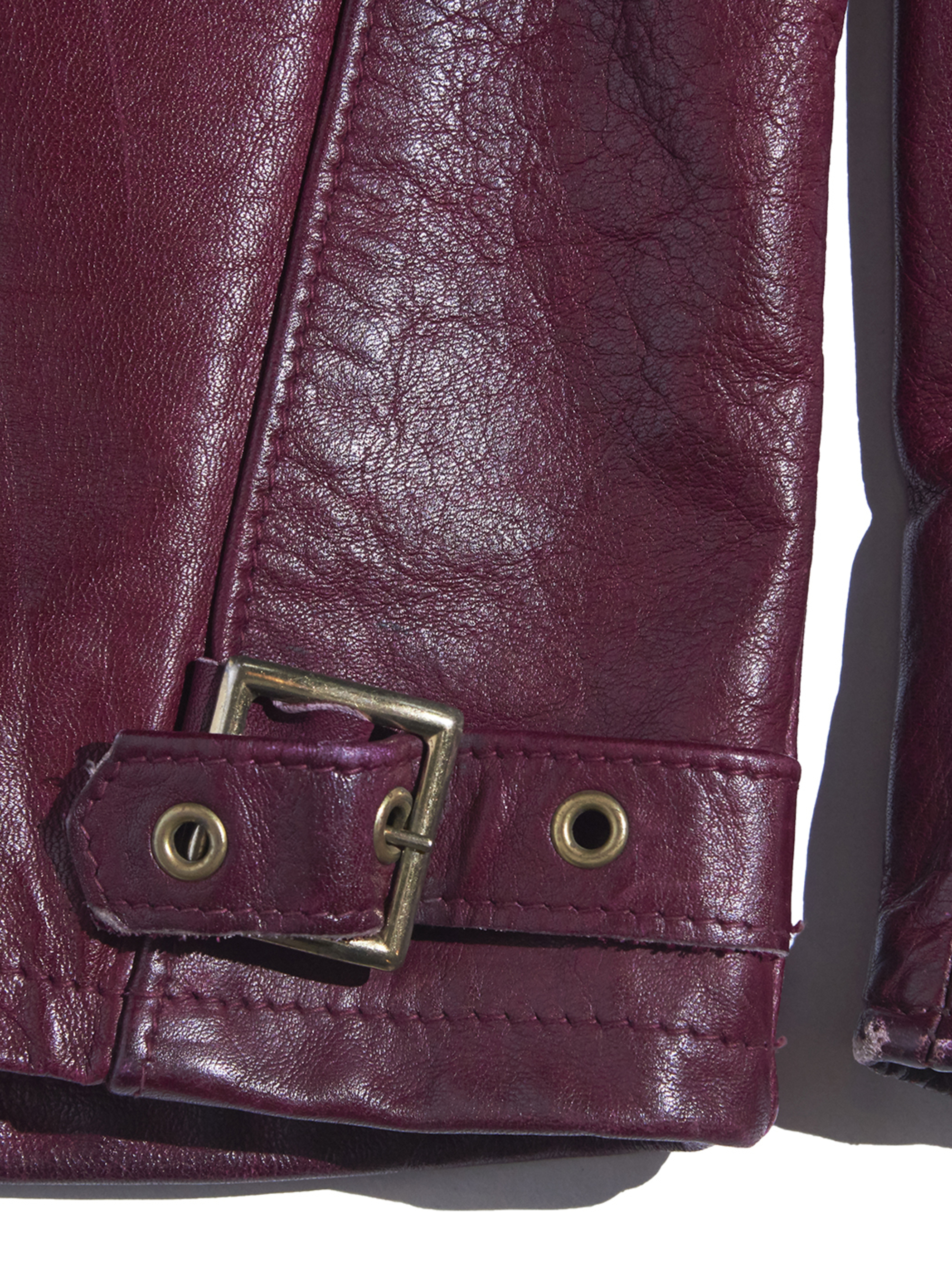 1960s "unknown" single leather riders jacket -BURGANDY-