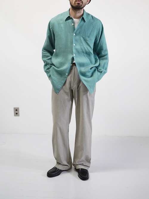 Woven in Ireland OLD SAKS FIFTH AVENUE Linen Dress shirt / Made in Hong Kong
