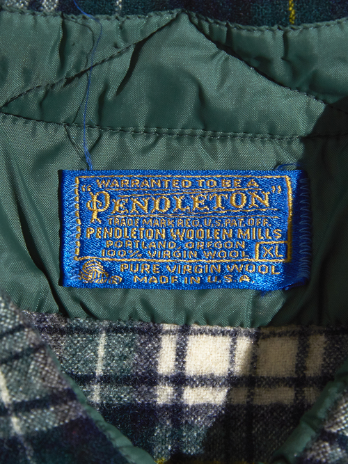 1970s "PENDLETON" wool check shirt -GREEN-