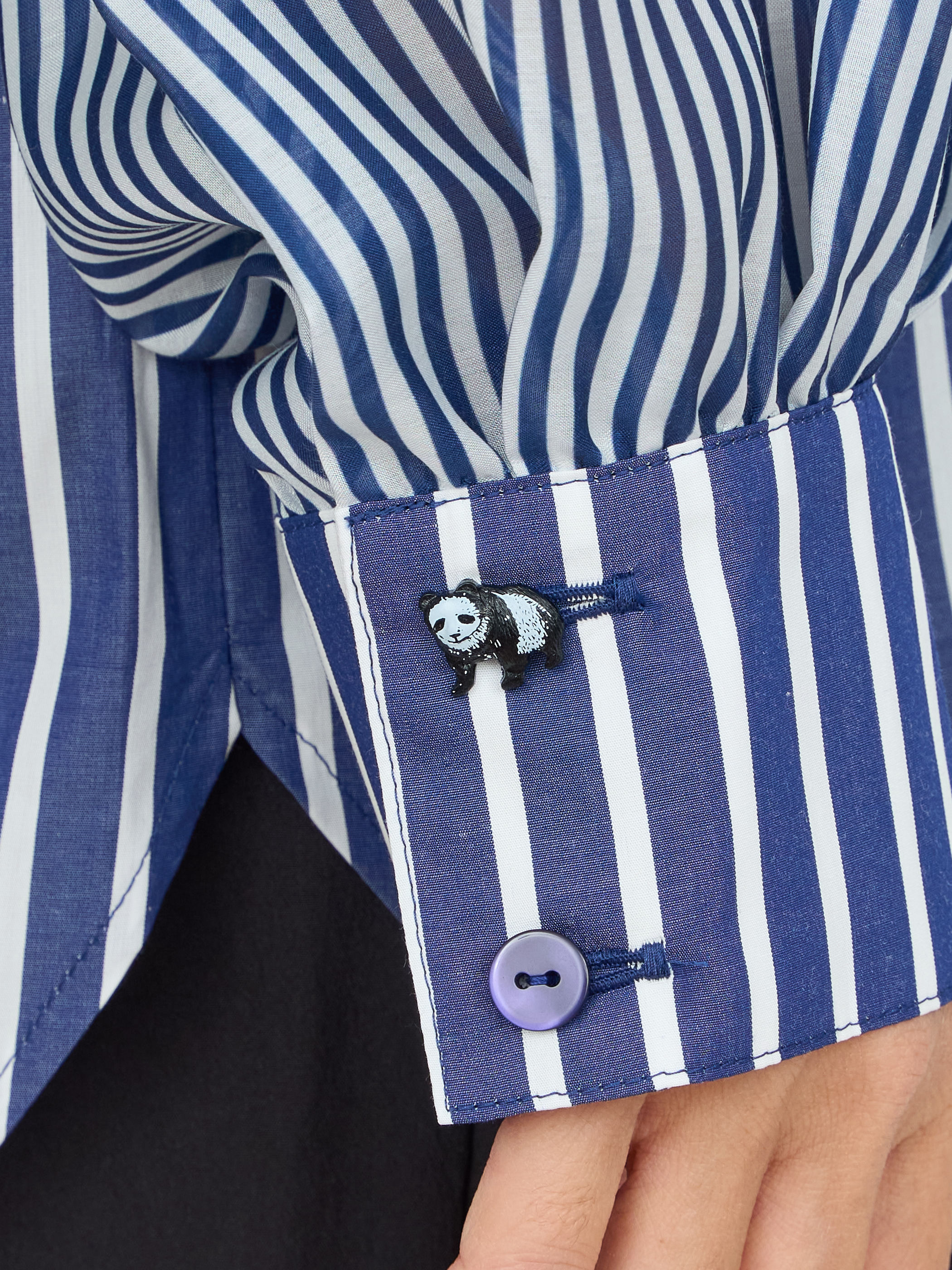 【受注商品】sheer striped blouse・NAVY