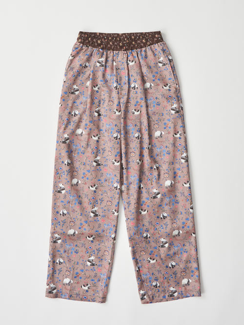 【受注商品】panda printed pajama pants・BROWN×BEIGE