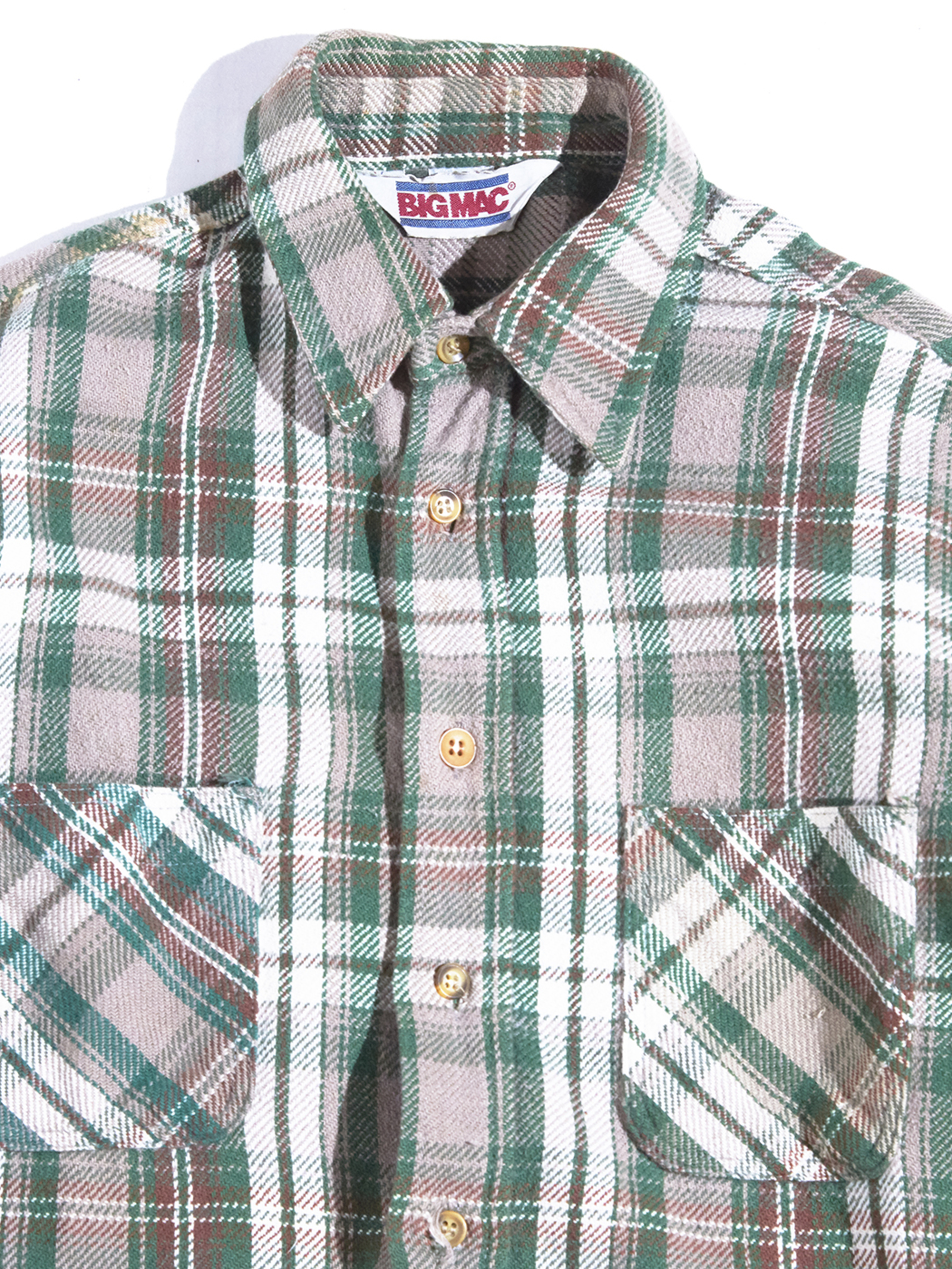 1980s "BIG MAC" flannel check shirt -GREEN-