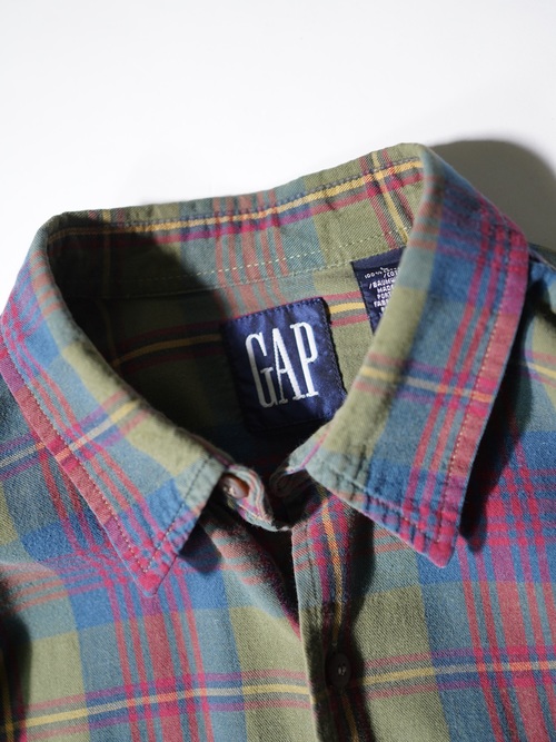 1990's GAP Cotton flannel check shirts/Made in Portugal