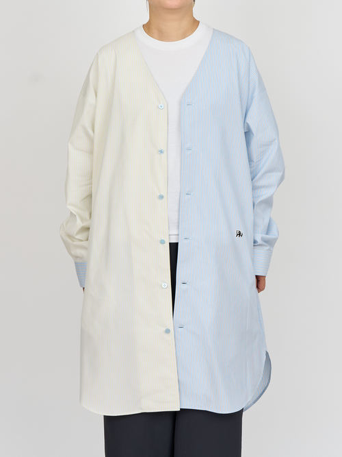 【受注商品】two-tone stripe long shirt・LT.BLUE×YELLOW