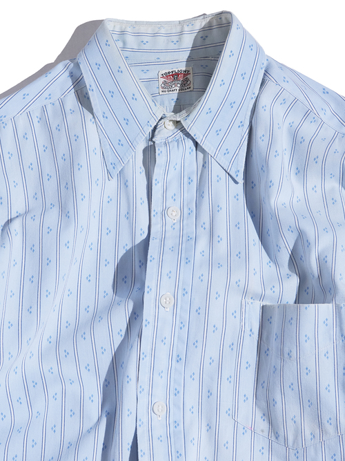 1940s "TOPFLIGHT" cotton dress shirt -SAX BLUE-