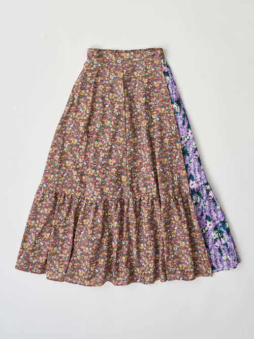 【受注商品】2way wrap skirt・PURPLE×BROWN