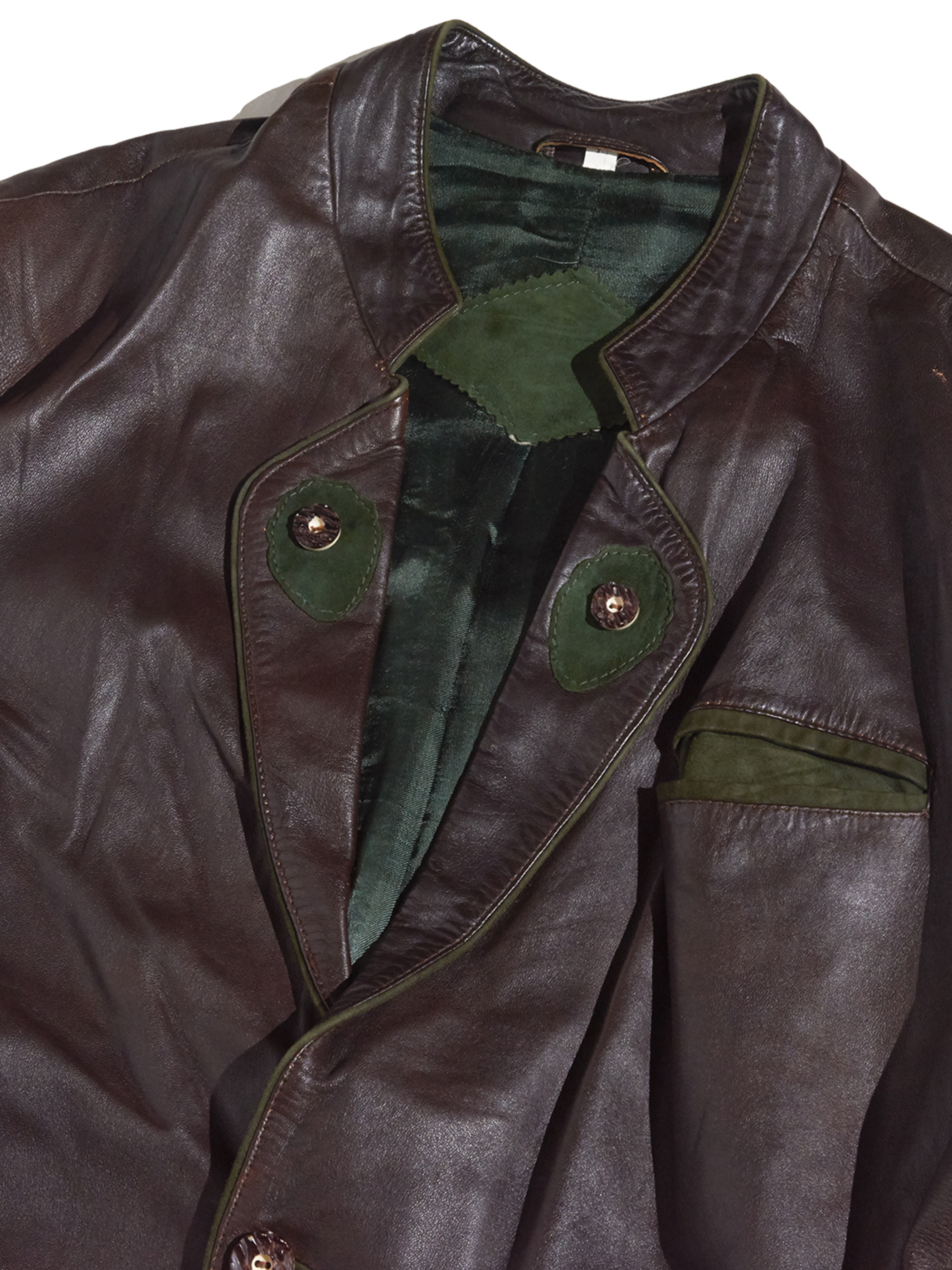 1980s "unknown" tyrolean style smooth leather jacket -DARK BROWN-