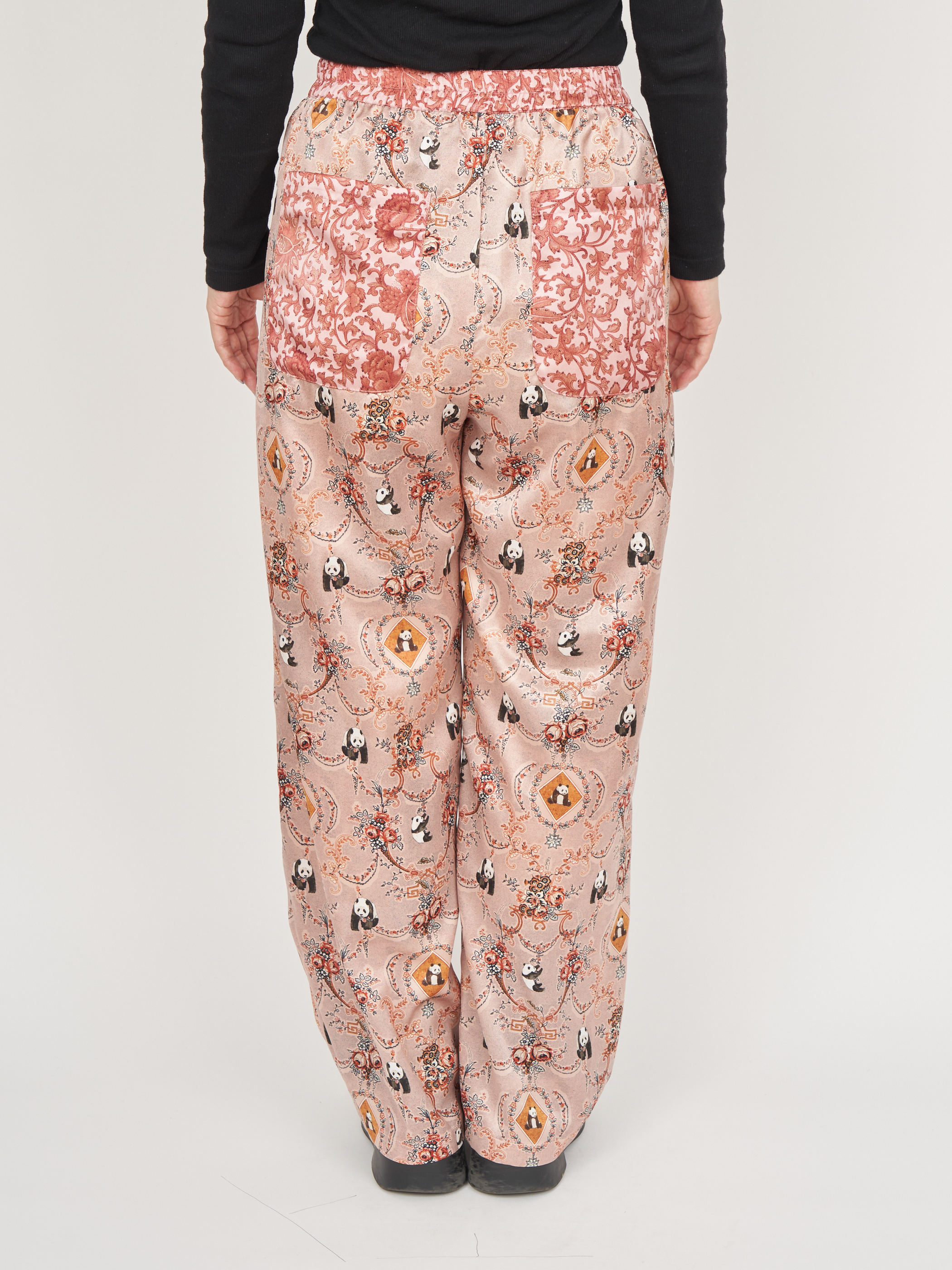【受注商品】panda printed pajama pants・BEIGE×PINK