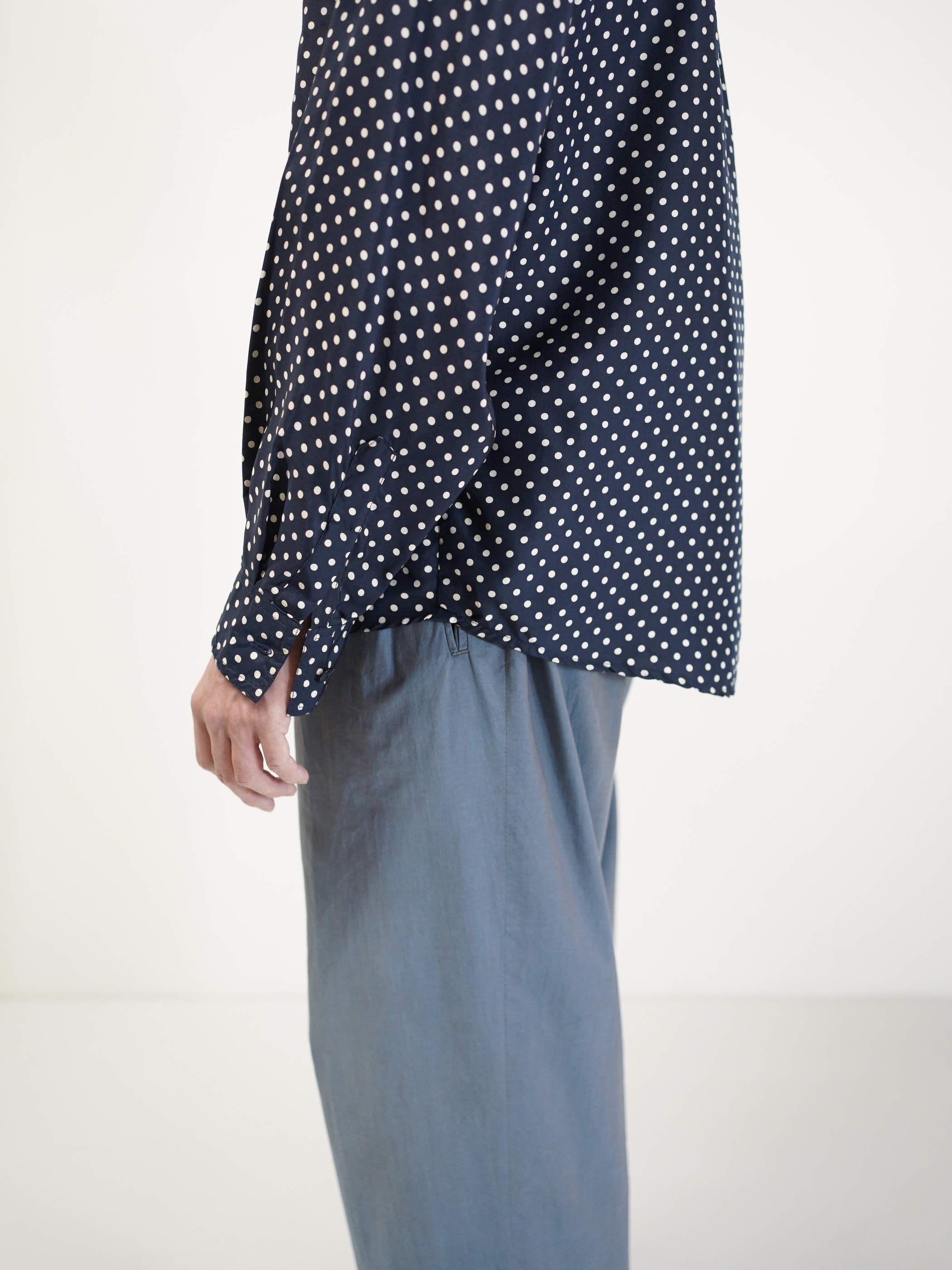 1980's~ 紅梅 Pure Silk 100% Polka Dot pattern L/S shirt