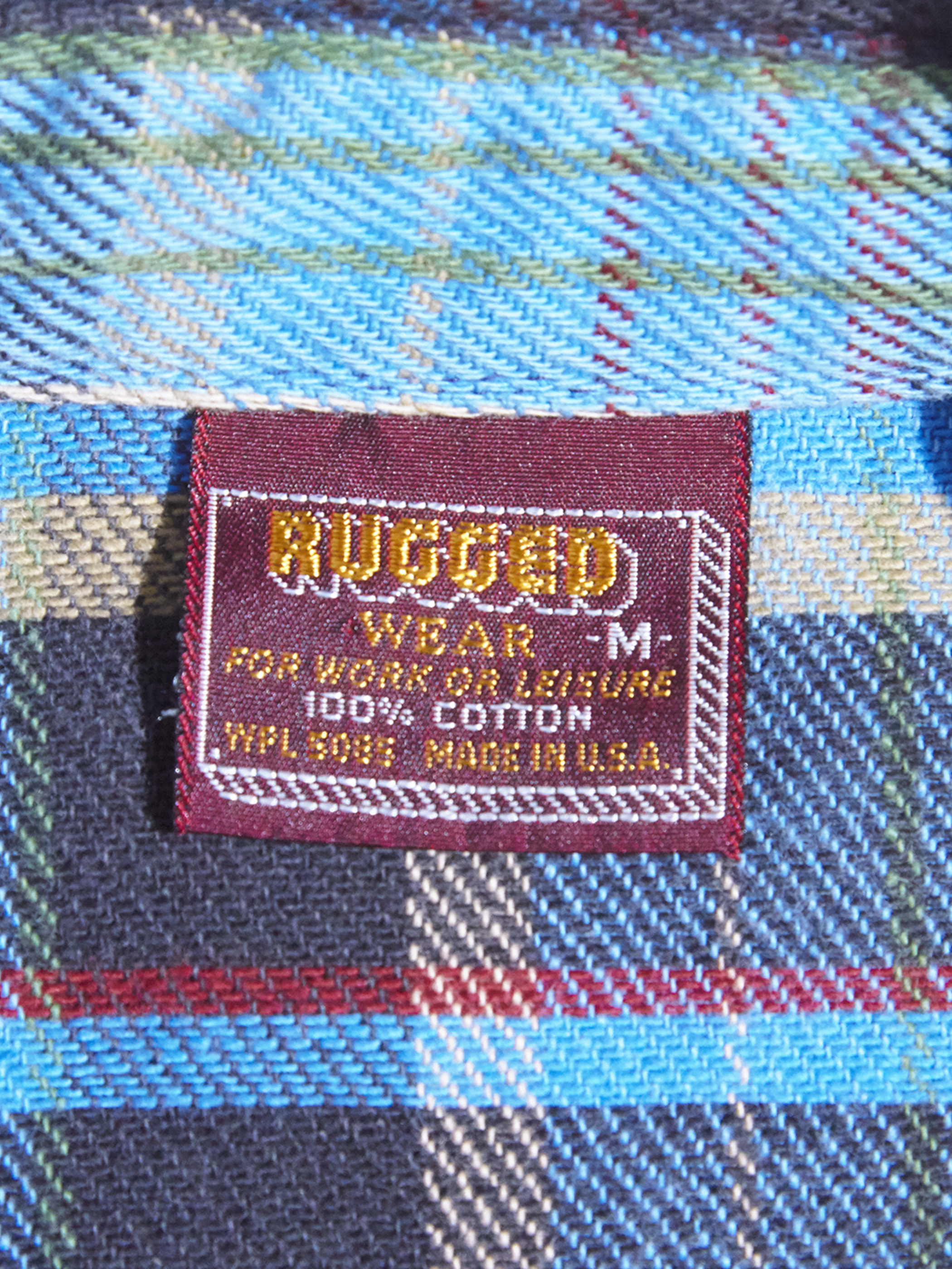 1990s "RUGGED WEAR" flannel check shirt -SAX-