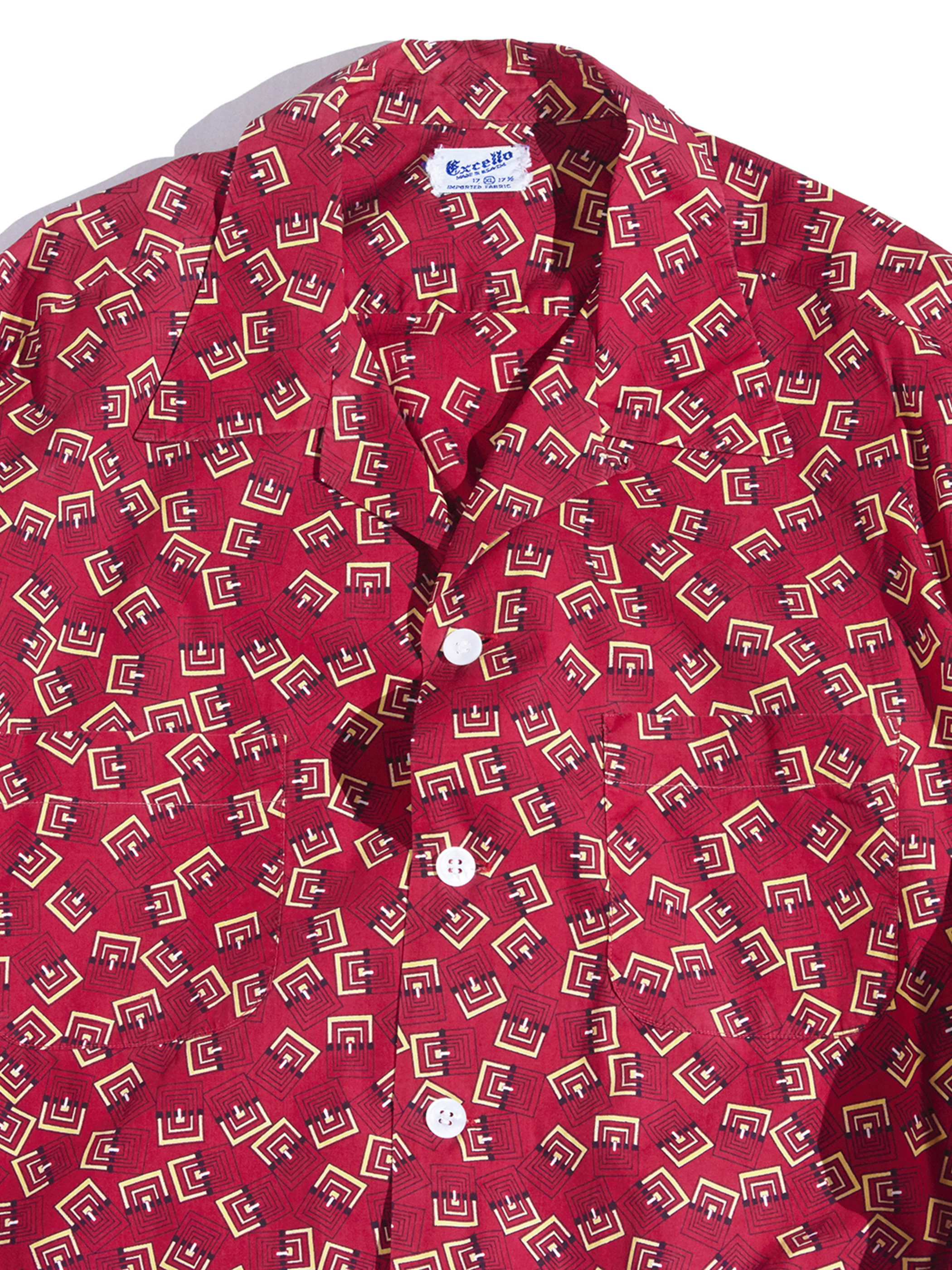 1950s "Excello" atomic pattern cotton shirt -RED-