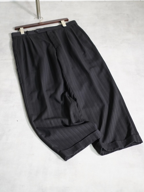 1990~ LUCA ROSSI Viscose × Poly stripe 2tuck dress trousers