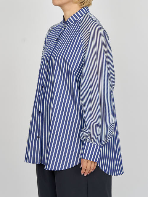【受注商品】sheer striped blouse・NAVY