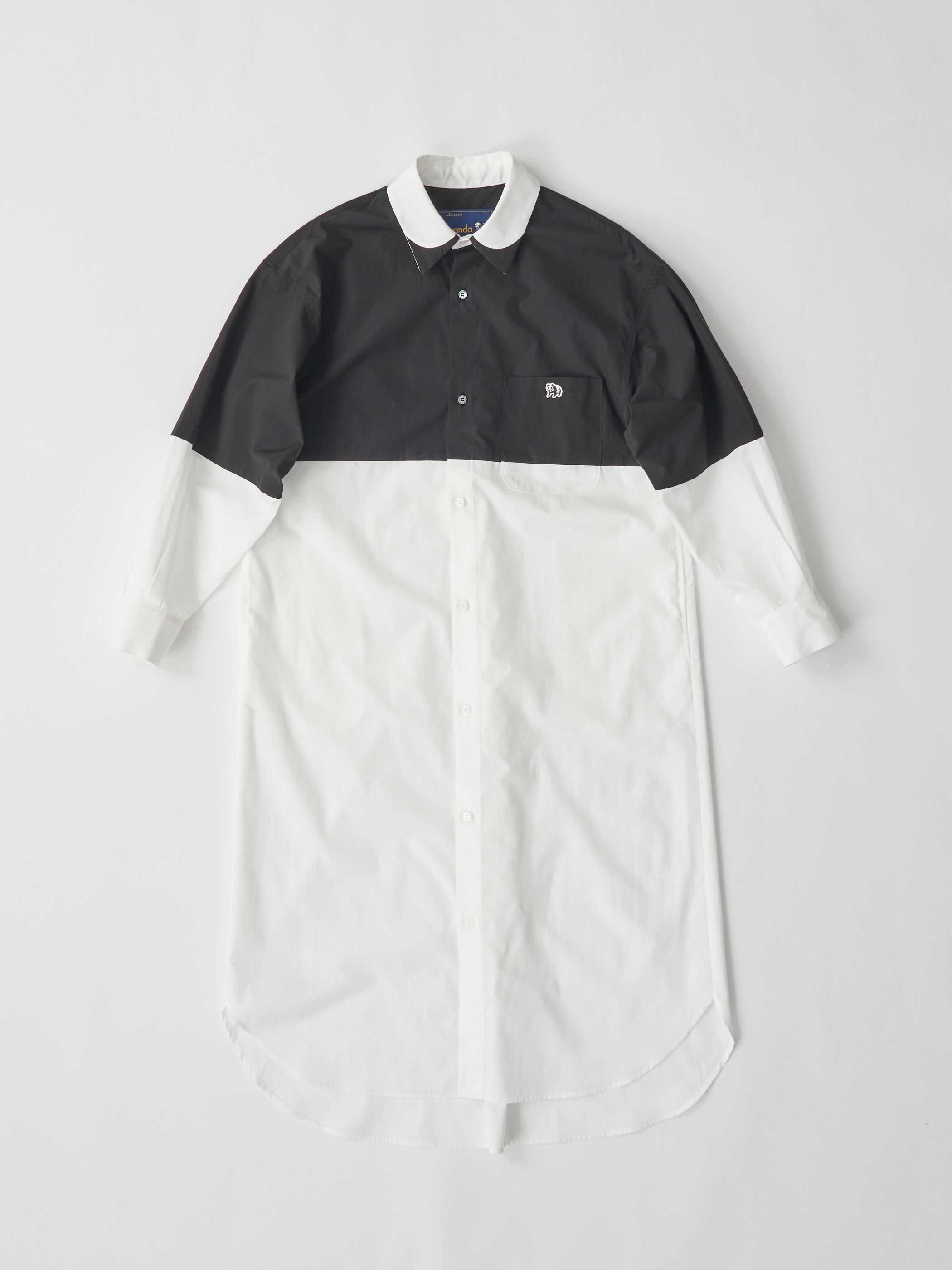 【受注商品】fake round collar shirt dress・BLACK×WHITE