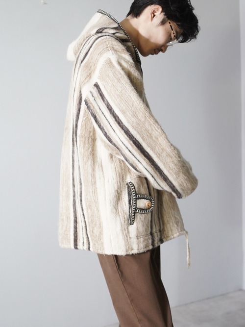 Handmade? Vintage Ecuador shaggy knit zip parka