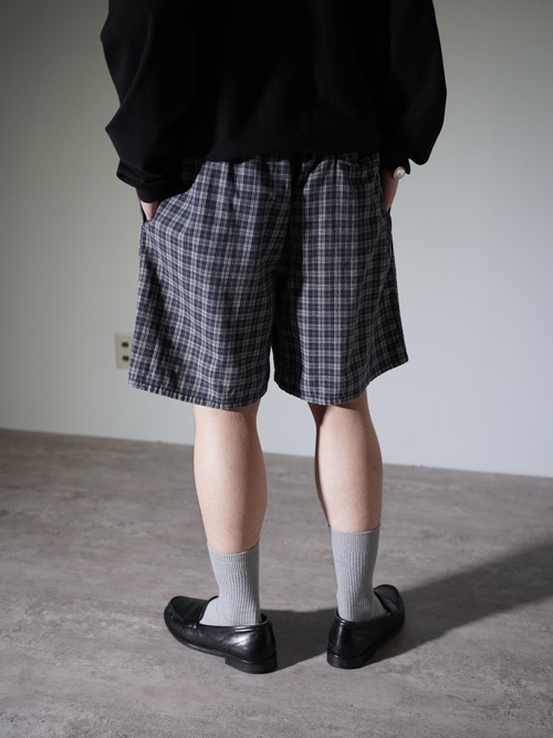 1990's puritan Elastic Cotton check shorts / Made in Nepal
