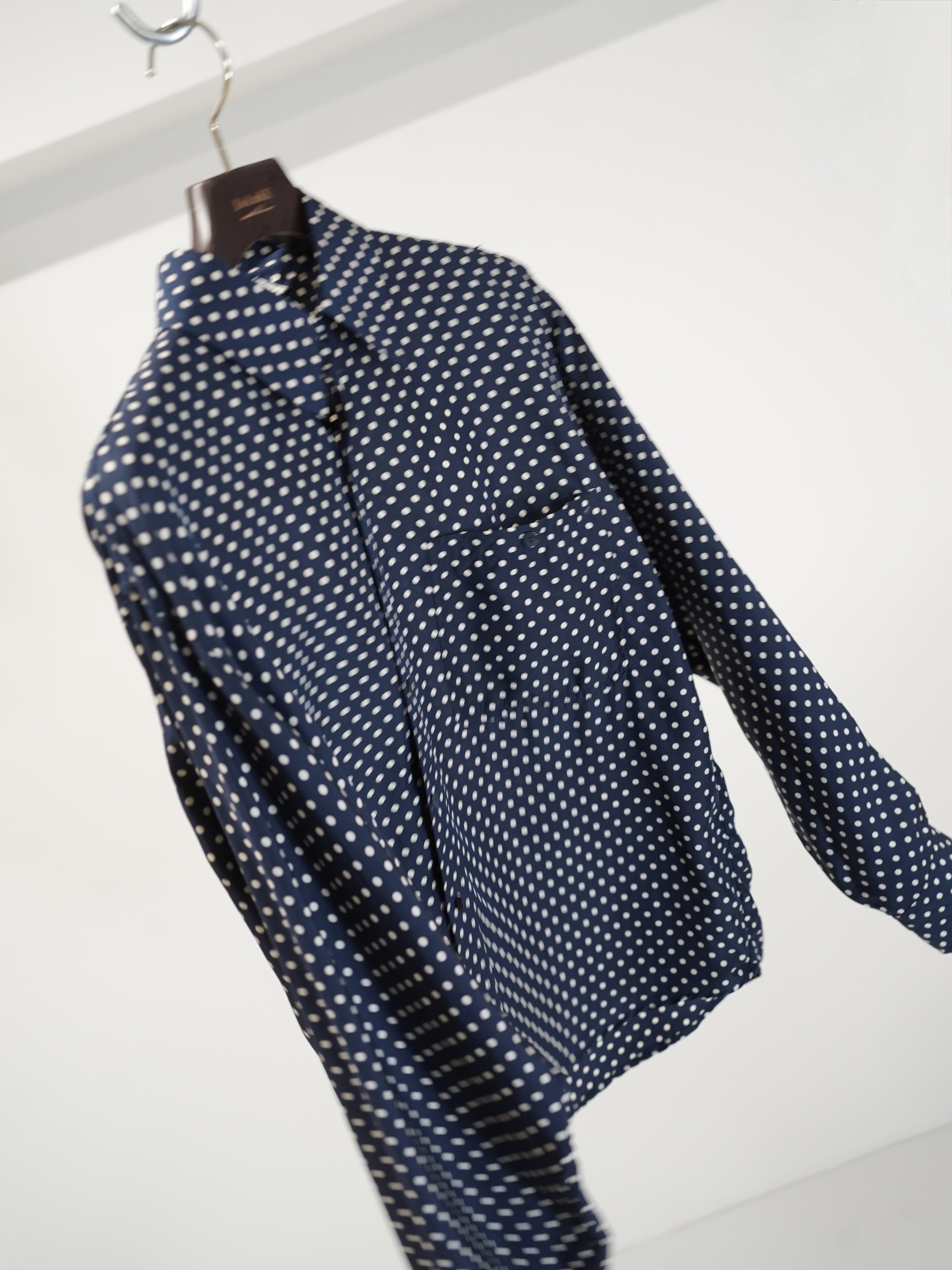 1980's~ 紅梅 Pure Silk 100% Polka Dot pattern L/S shirt