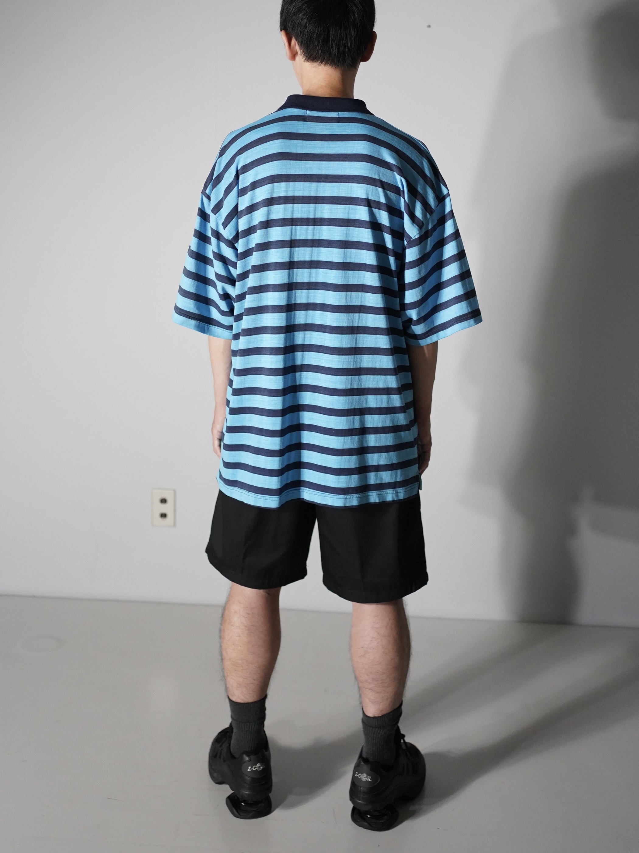 1990's~ BILL BLASS cotton poly 比翼 border polo shirt