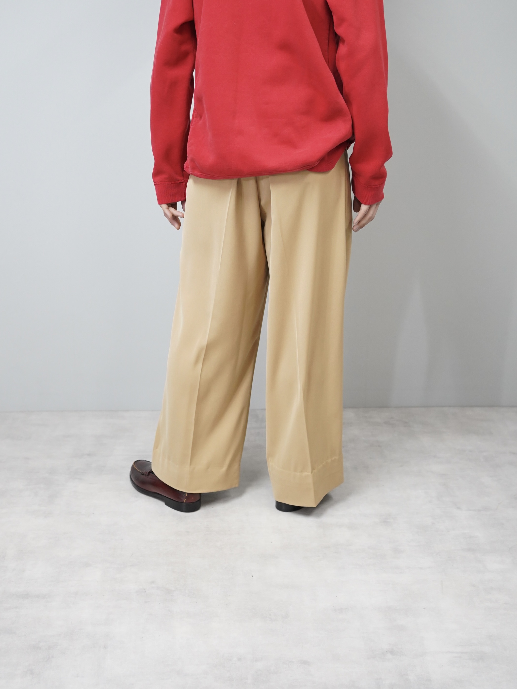 OSSINNE polyester 2tuck wide trousers / Design in Italy